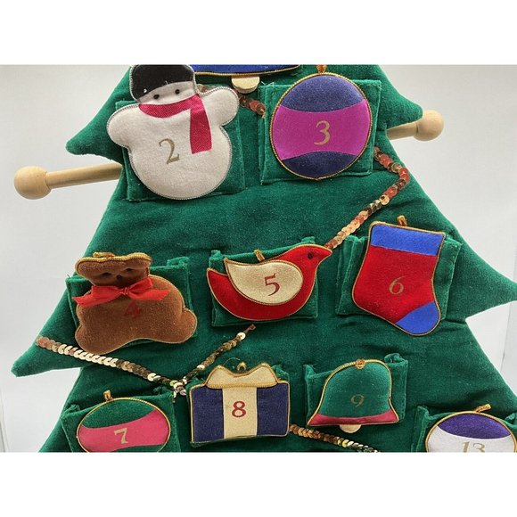 Christmas Tree Fabric Reusuable Advent Calendar 30 Inch long x 23 Inch Wide - Picture 11 of 16